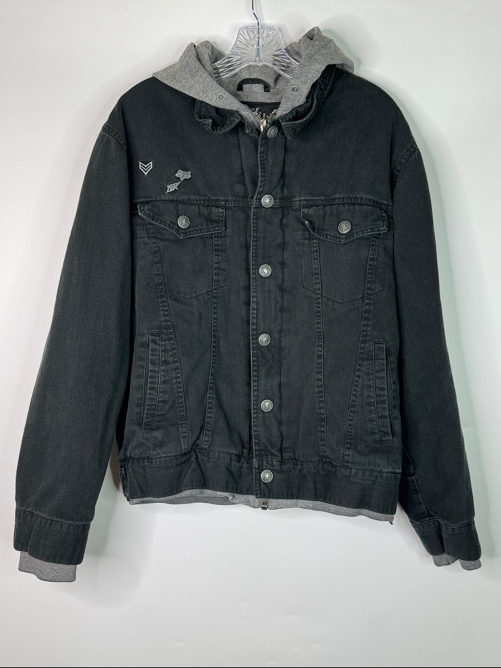 Fox Racing Deluxe Limited Edition Black Hooded Denim Jacket Size Large
